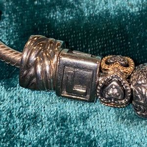 Authentic Retired Pandora Silver 3 sided “L” Charm